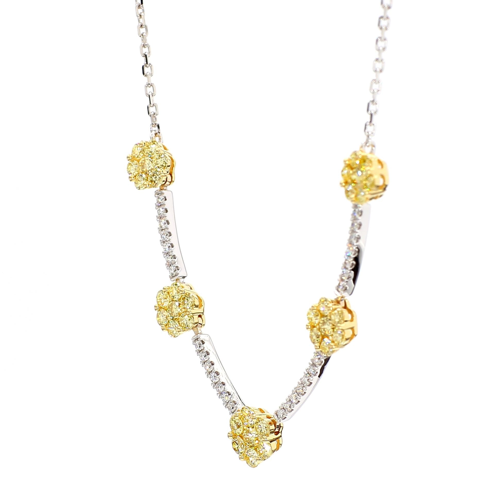 Natural Yellow Round Diamond 1.06 Carat TW Gold Drop Necklace