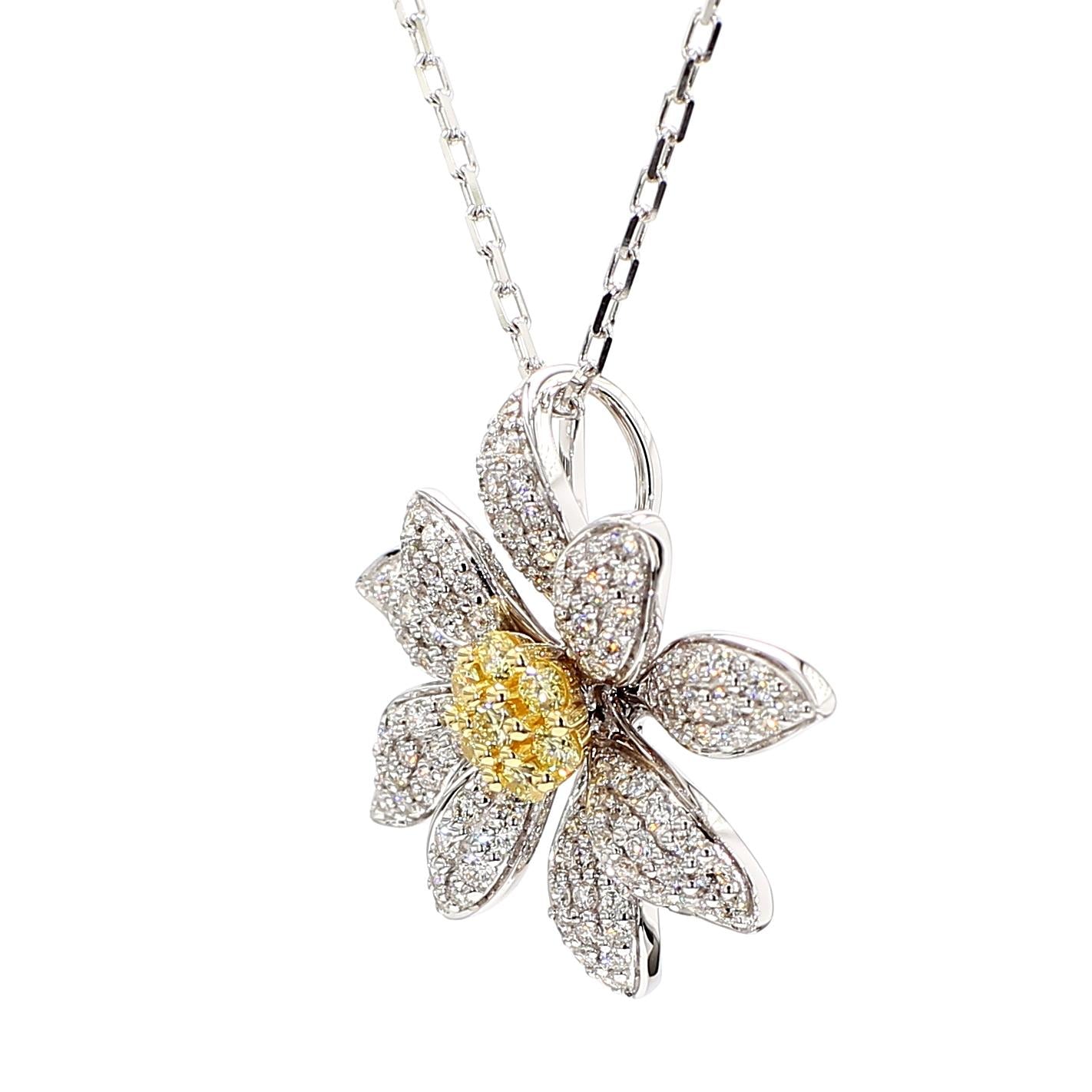 Natural Yellow Round Diamond 0.86 Carat TW Gold Drop Pendant