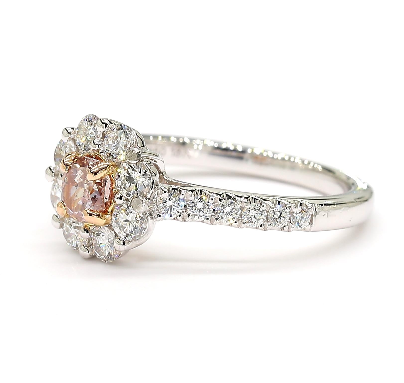 GIA Certified Fancy Purplish Pink Cushion Diamond 1.07 Carat TW Cocktail Ring