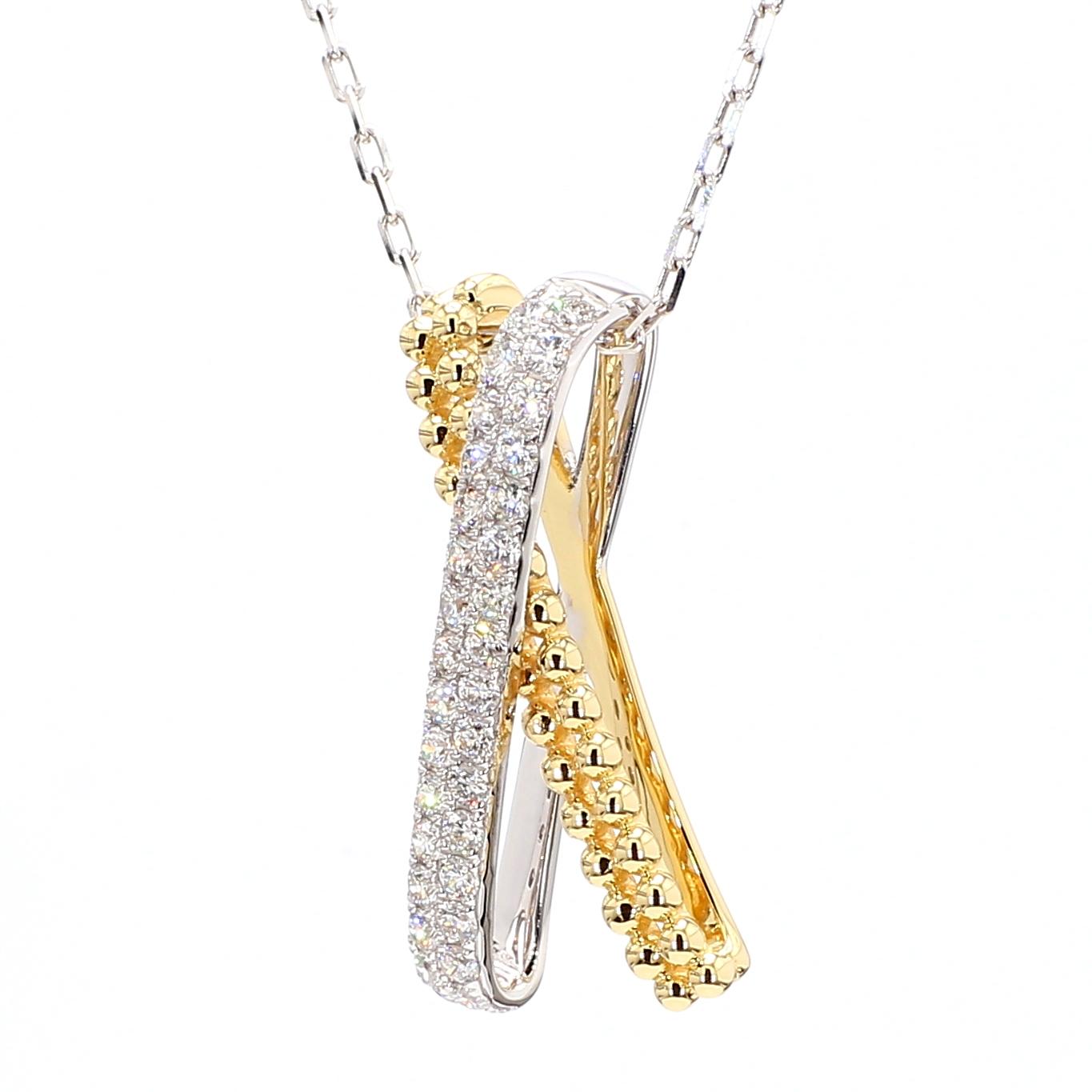 Natural White Round Diamond 0.42 Carat TW Gold Drop Pendant