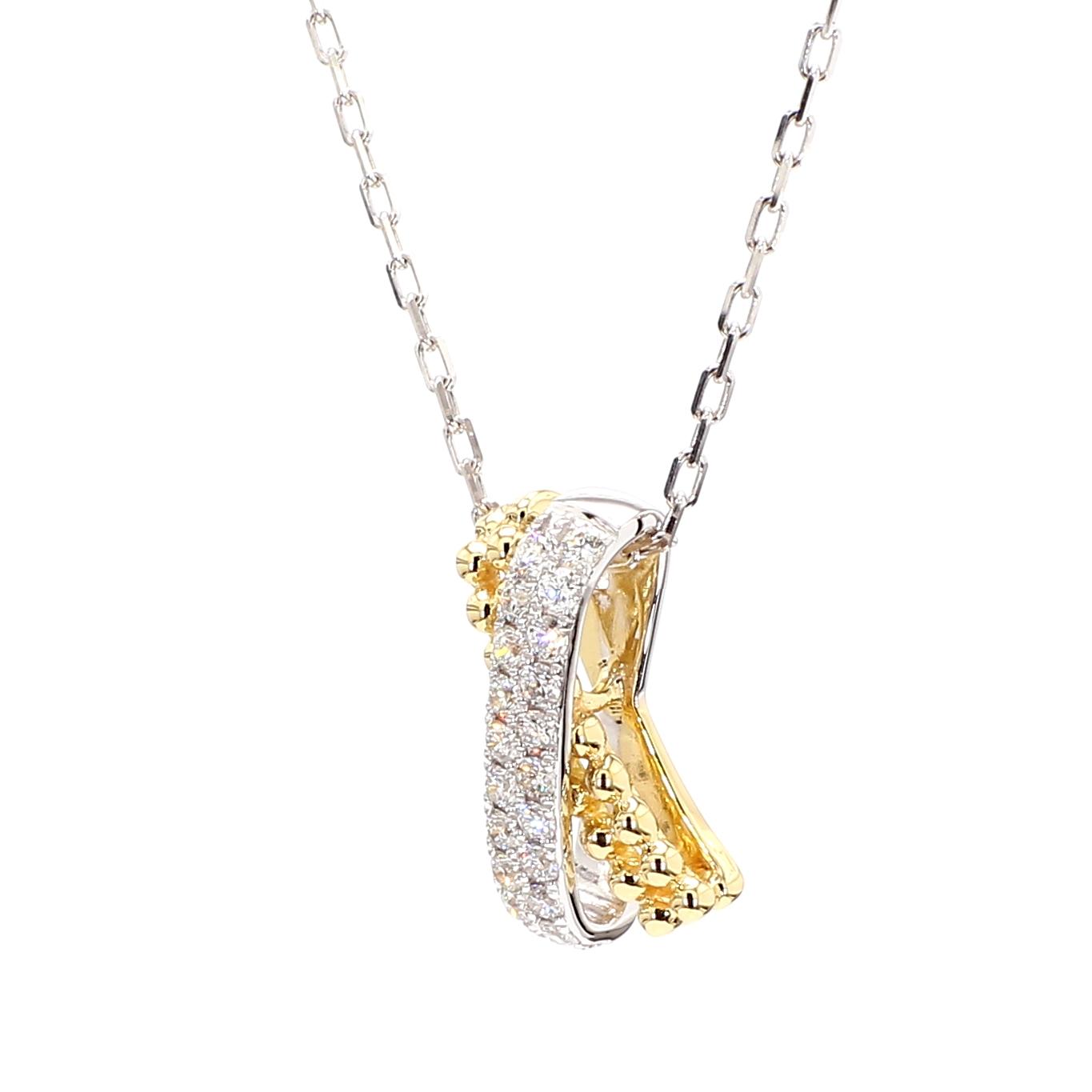 Natural White Round Diamond 0.26 Carat TW Gold Drop Pendant
