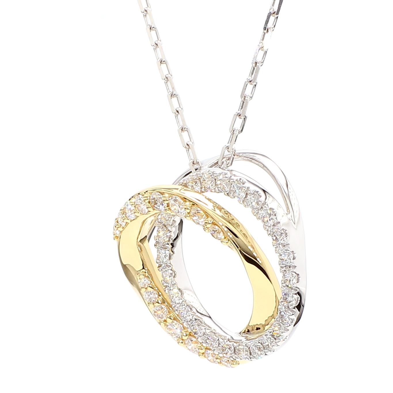 Natural White Round Diamond 0.54 Carat TW Gold Drop Pendant