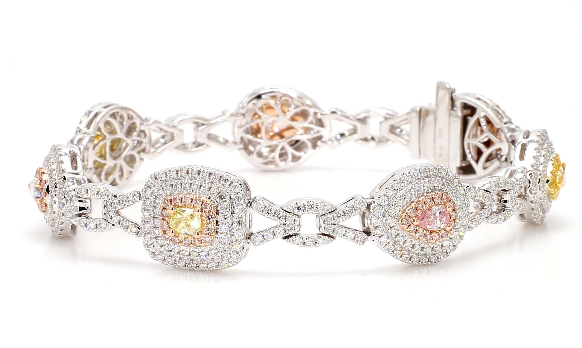 GIA Certified Natural Fancy Blue Diamond 4.30 Carat TW Gold Tennis Bracelet