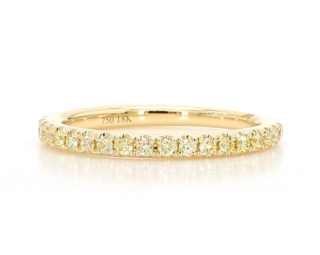 Natural Yellow Round Diamond 0.35 Carat TW Yellow Gold Wedding Band