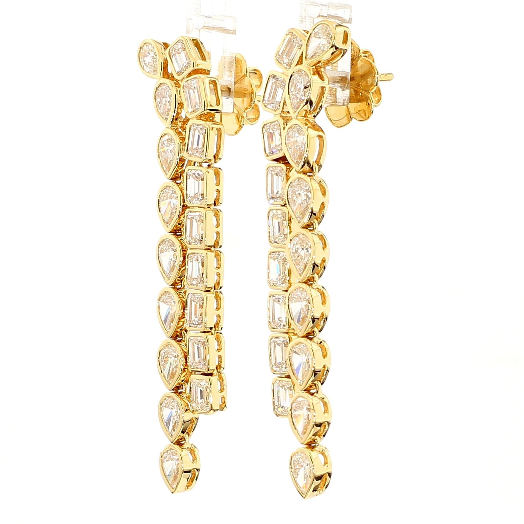 Natural White Emerald Diamond 4.83 Carat TW White Gold Drop Earrings