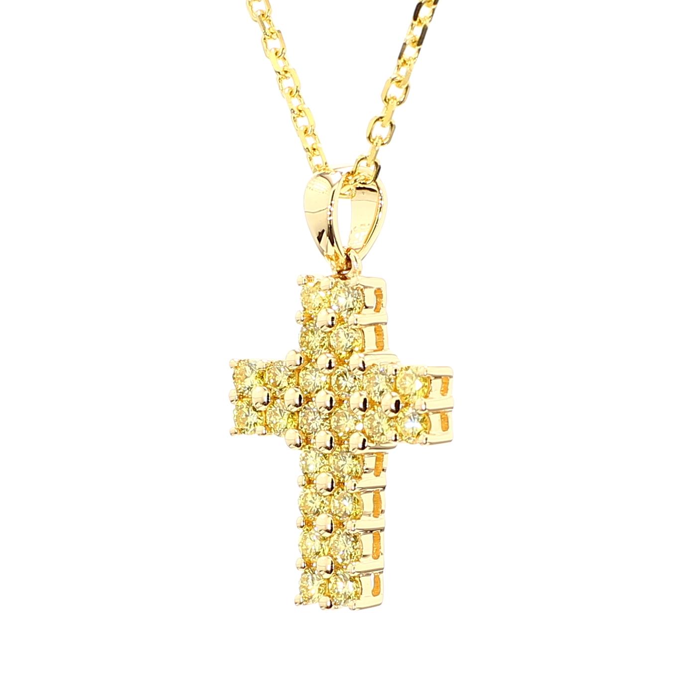 Natural Yellow Round Diamond .62 Carat TW Gold Drop Pendant