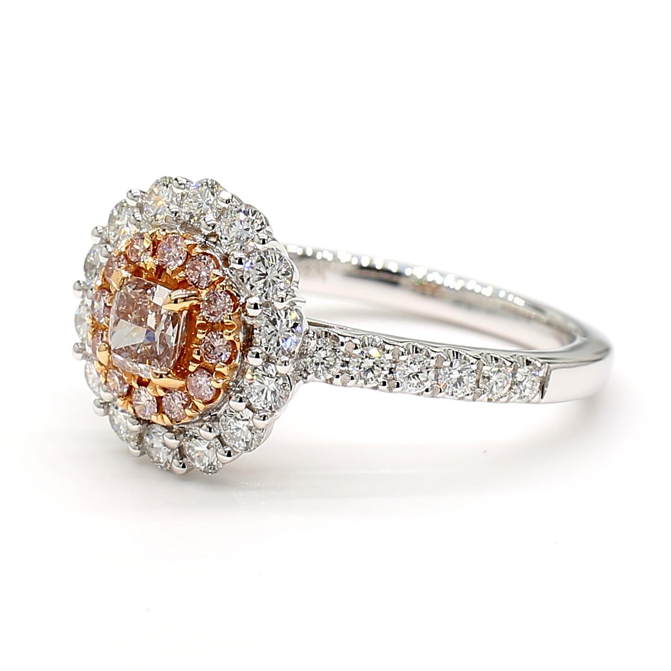 GIA Certified Fancy Pinkish Brown Cushion Diamond 1.08 Carat TW Gold Ring