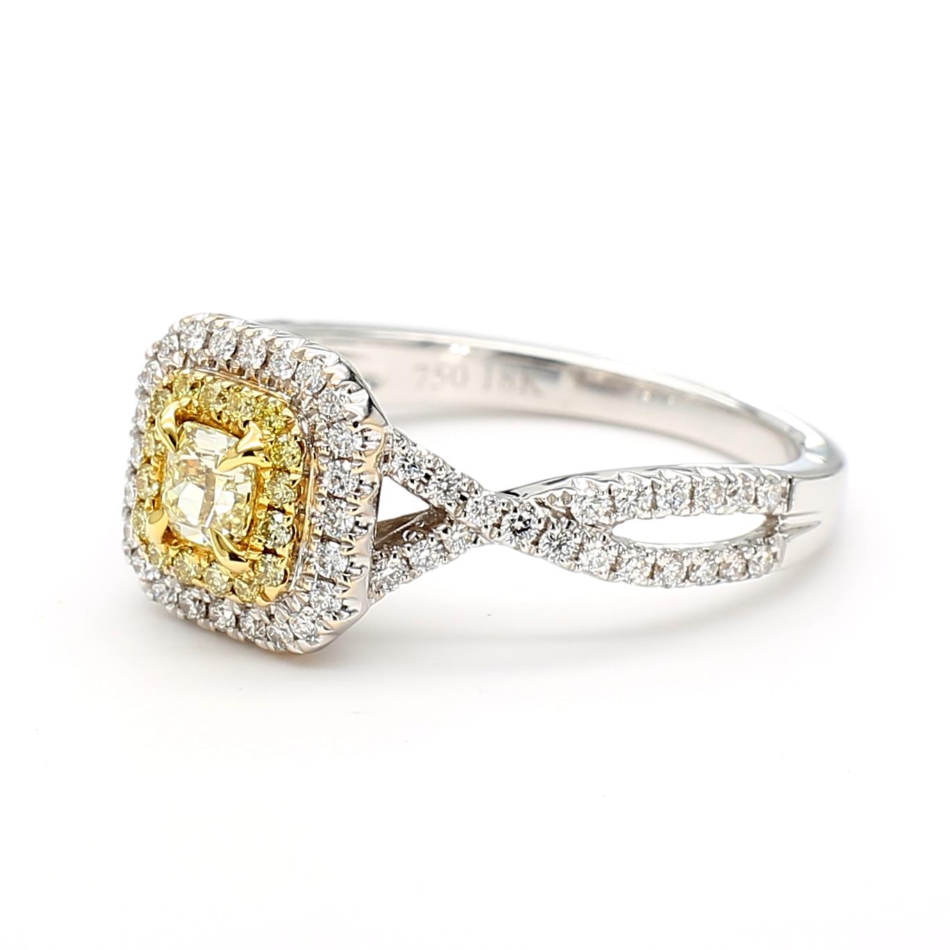 Natural Yellow Radiant Diamond 0.58 Carat TW Gold Cocktail Ring