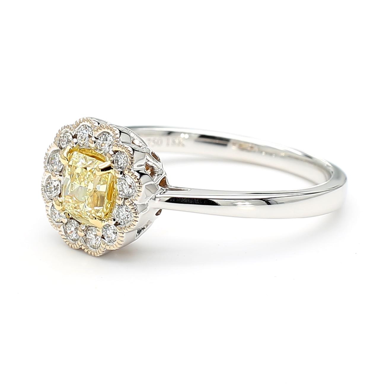 GIA Certified Natural Yellow Radiant Diamond 0.67 Carat TW Gold Cocktail Ring