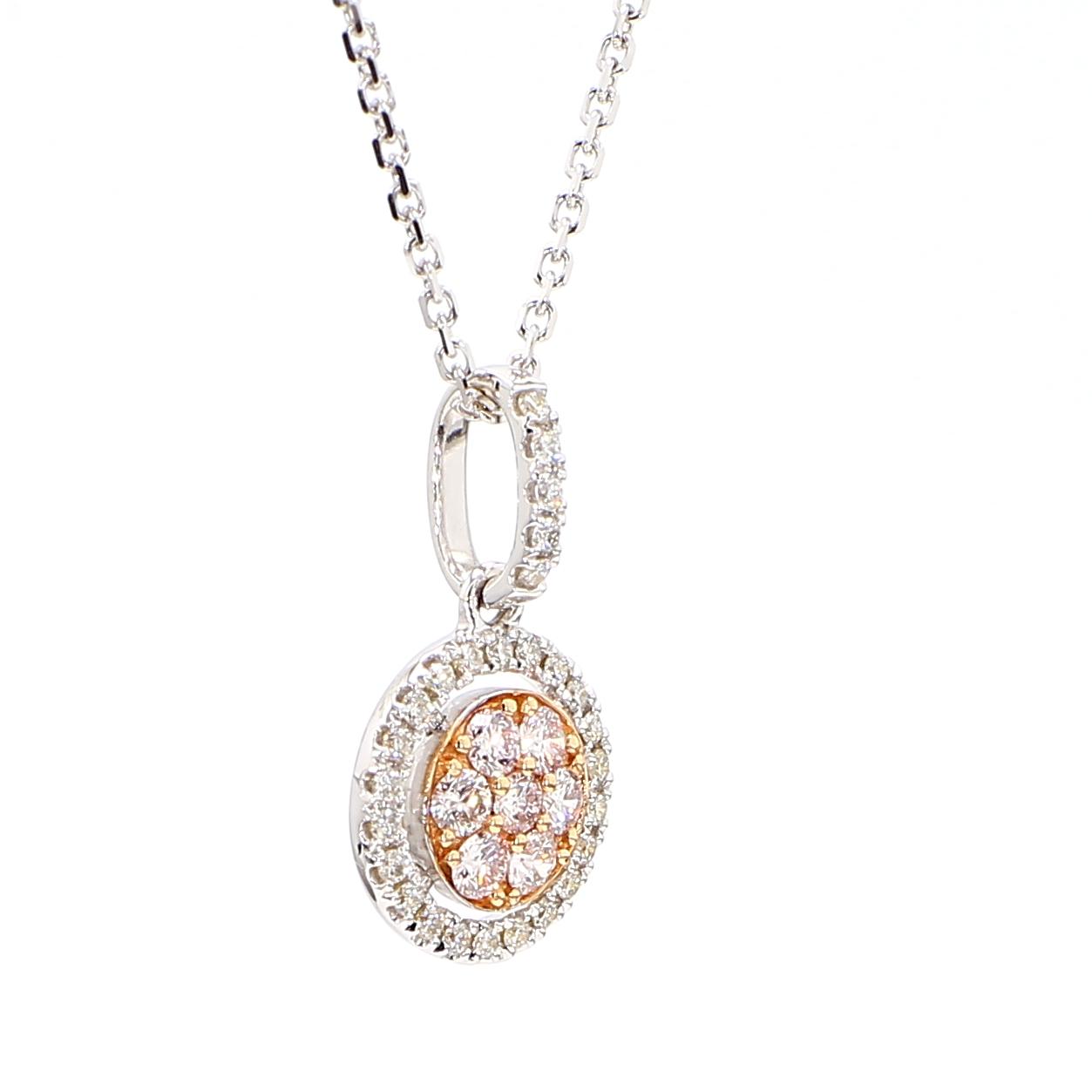 Natural Pink Round Diamond 0.47 Carat TW Rose Gold Drop Pendant