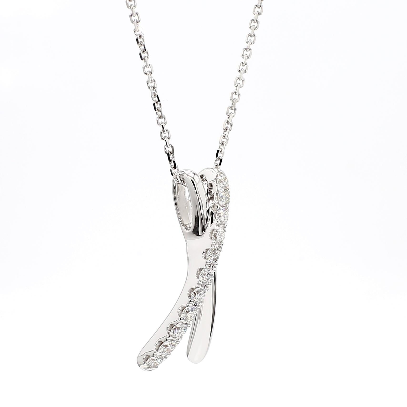 Natural White Round Diamond .33 Carat TW White Gold Drop Pendant