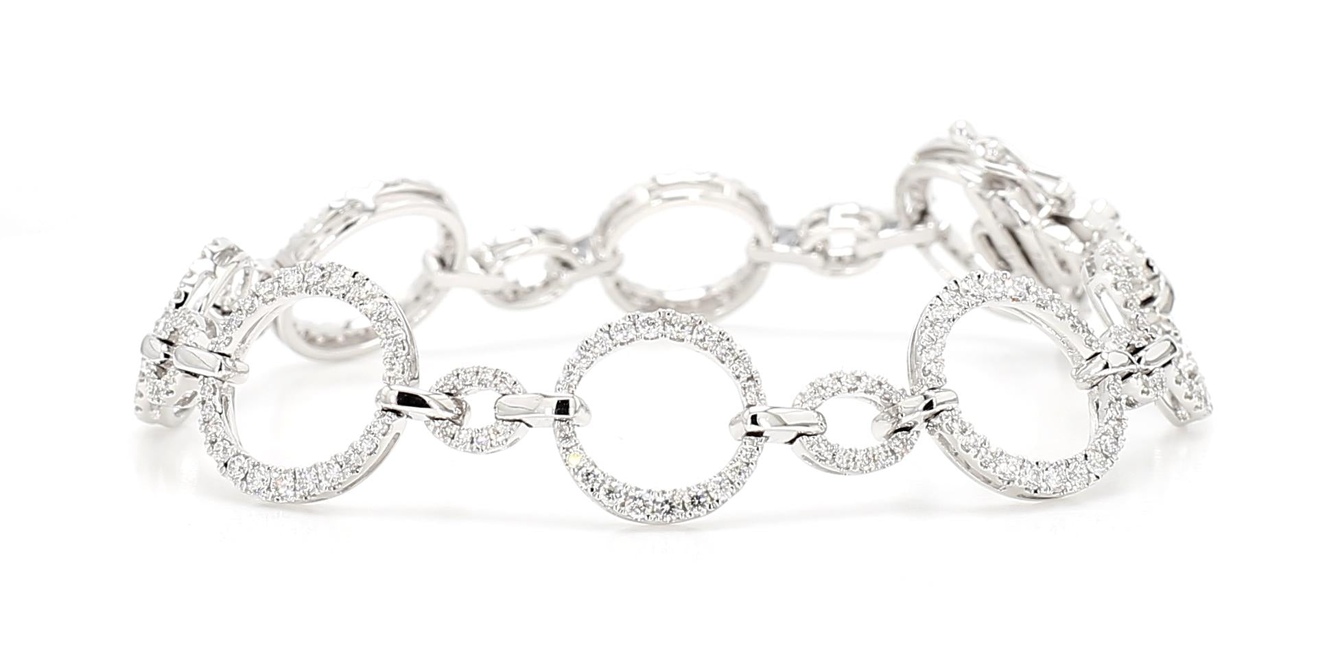 Natural White Round Diamond 1.71 Carat TW White Gold Tennis Bracelet