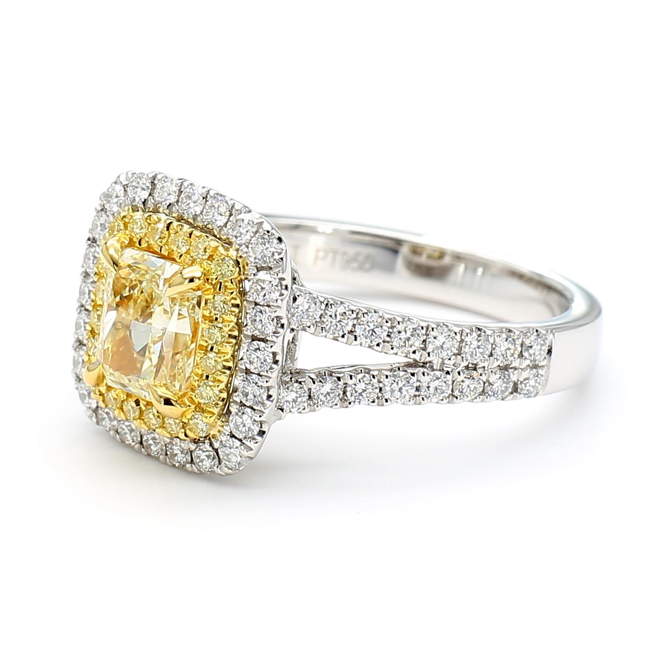 GIA Certified Natural Yellow Radiant Diamond 1.65 Carat TW Gold Cocktail Ring