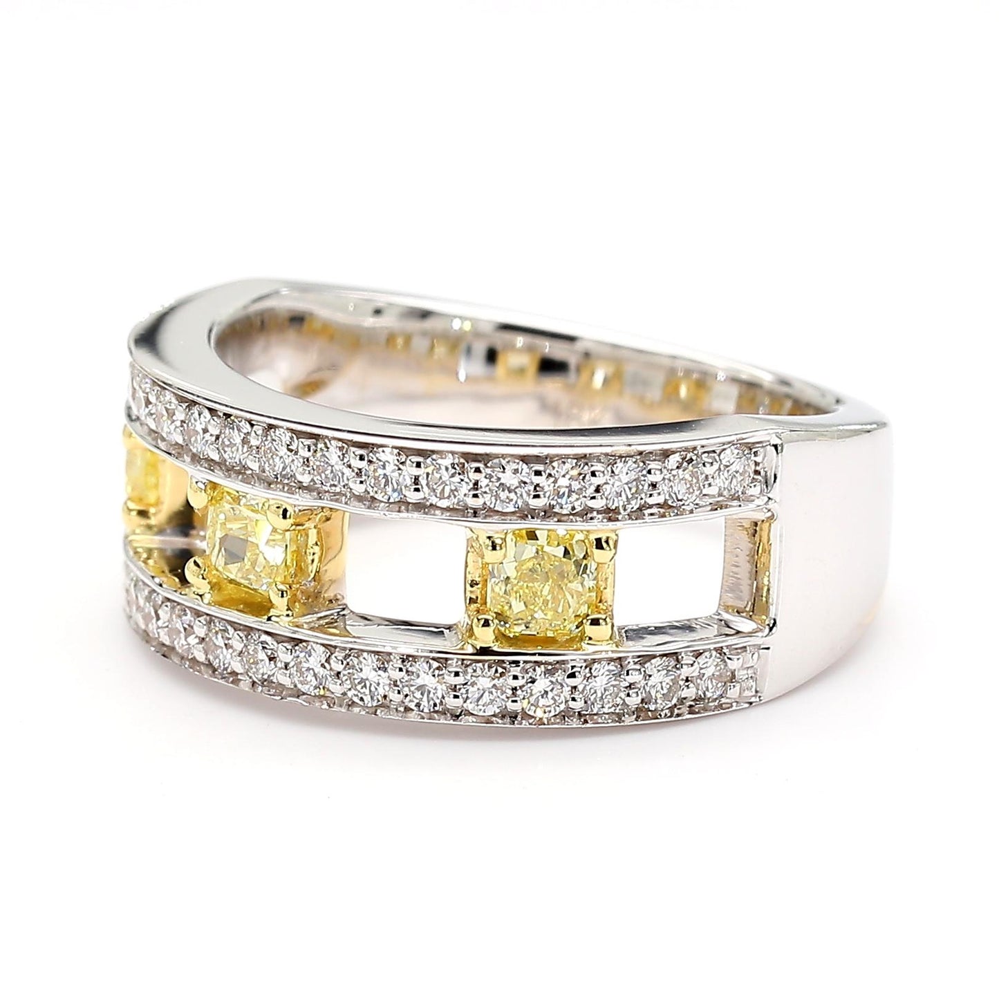 Natural Yellow Radiant Diamond 1.01 Carat TW Gold Cocktail Ring