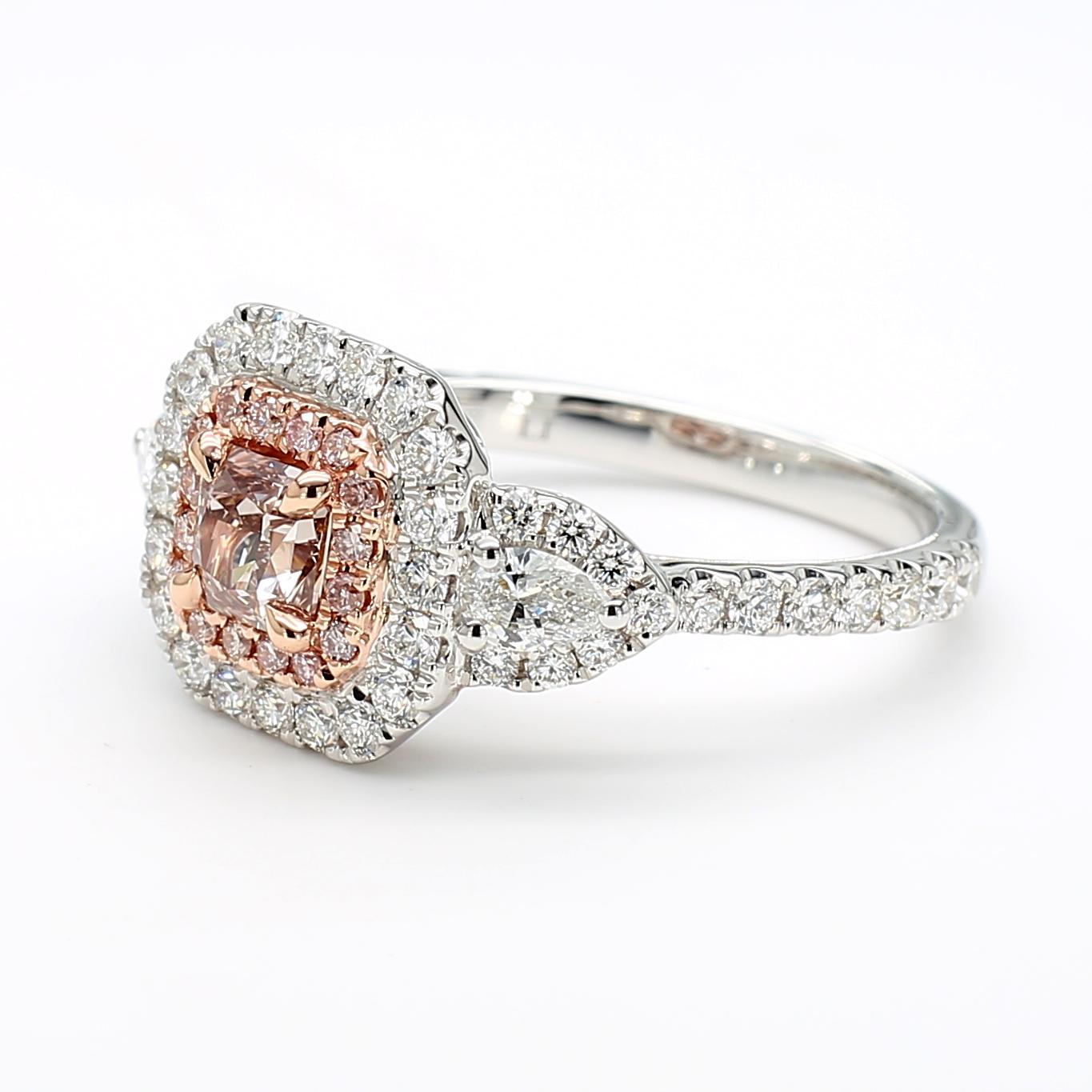 GIA Certified Fancy Pinkish Brown Radiant Diamond 1.43 Carat TW Cocktail Ring