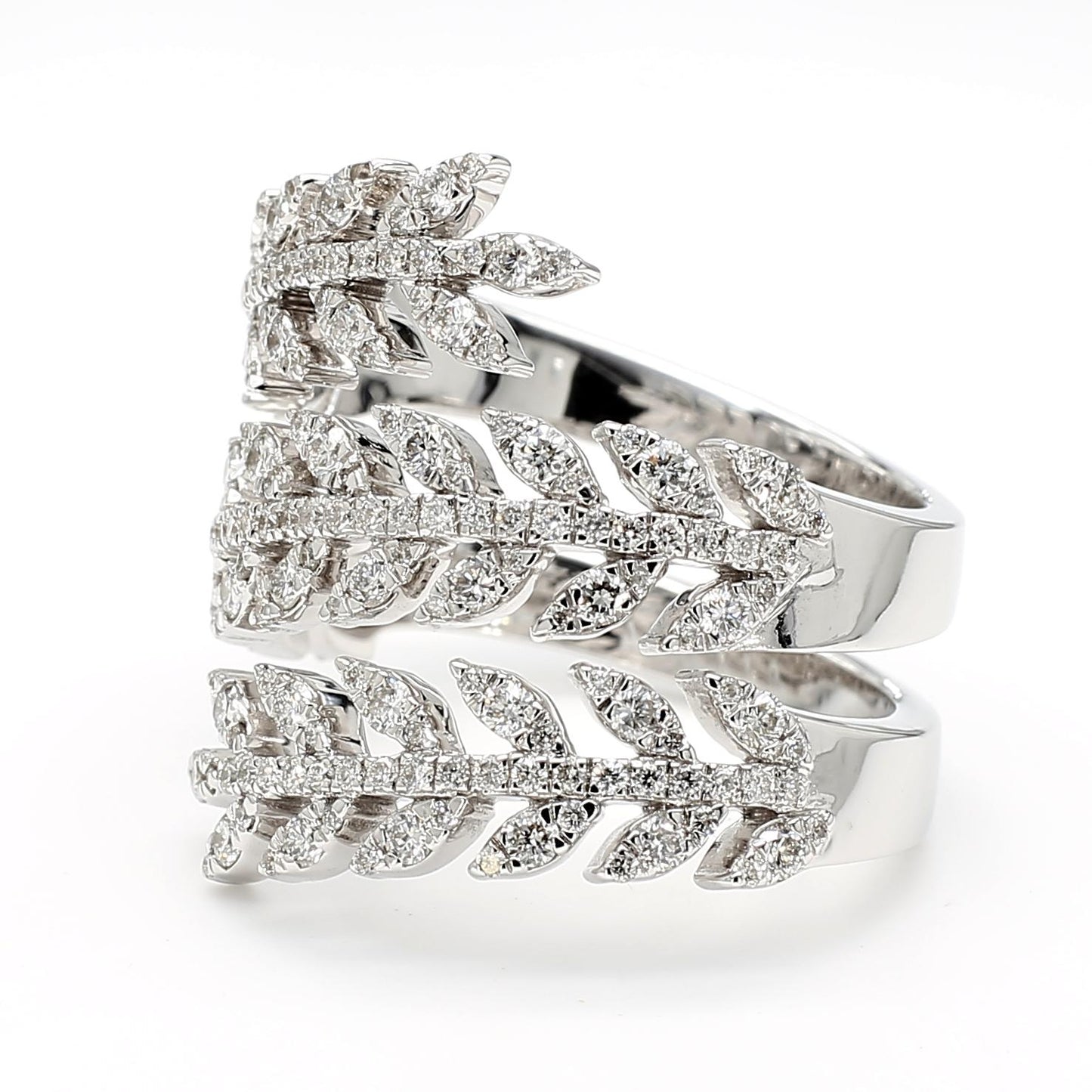 Natural White Round Diamond 1.05 Carat TW White Gold Cocktail Ring