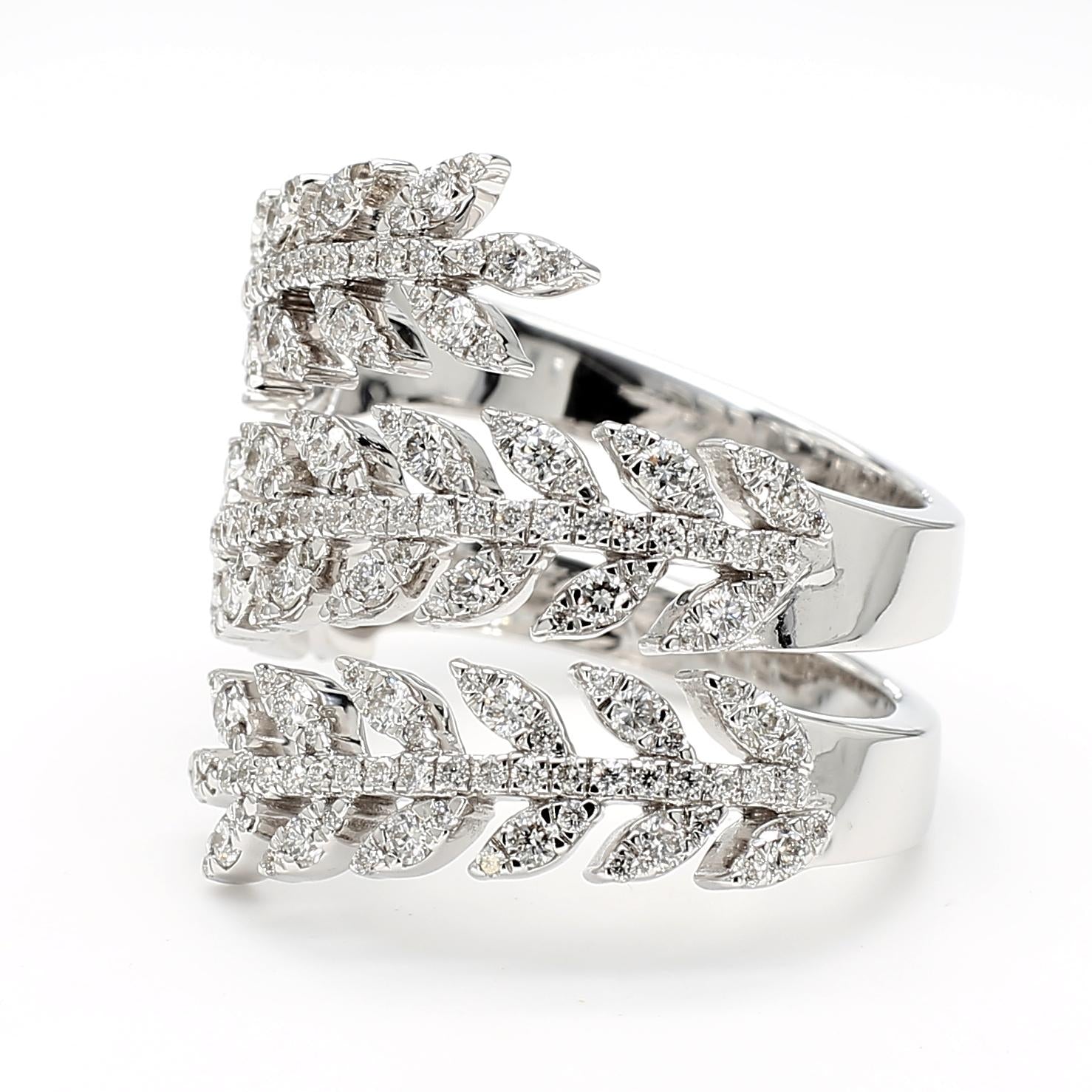 Natural White Round Diamond 1.05 Carat TW White Gold Cocktail Ring
