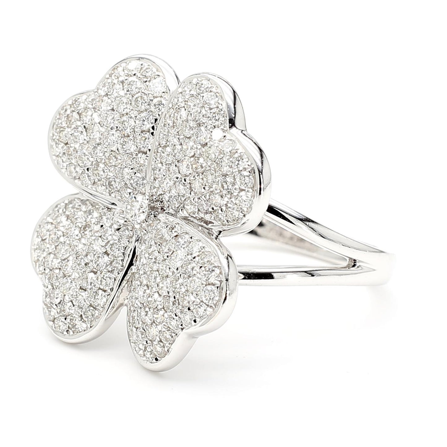 Natural White Round Diamond 1.16 Carat TW White Gold Cocktail Ring