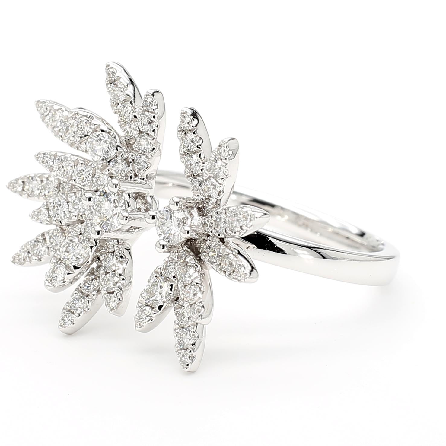 Natural White Round Diamond 0.82 Carat TW White Gold Cocktail Ring