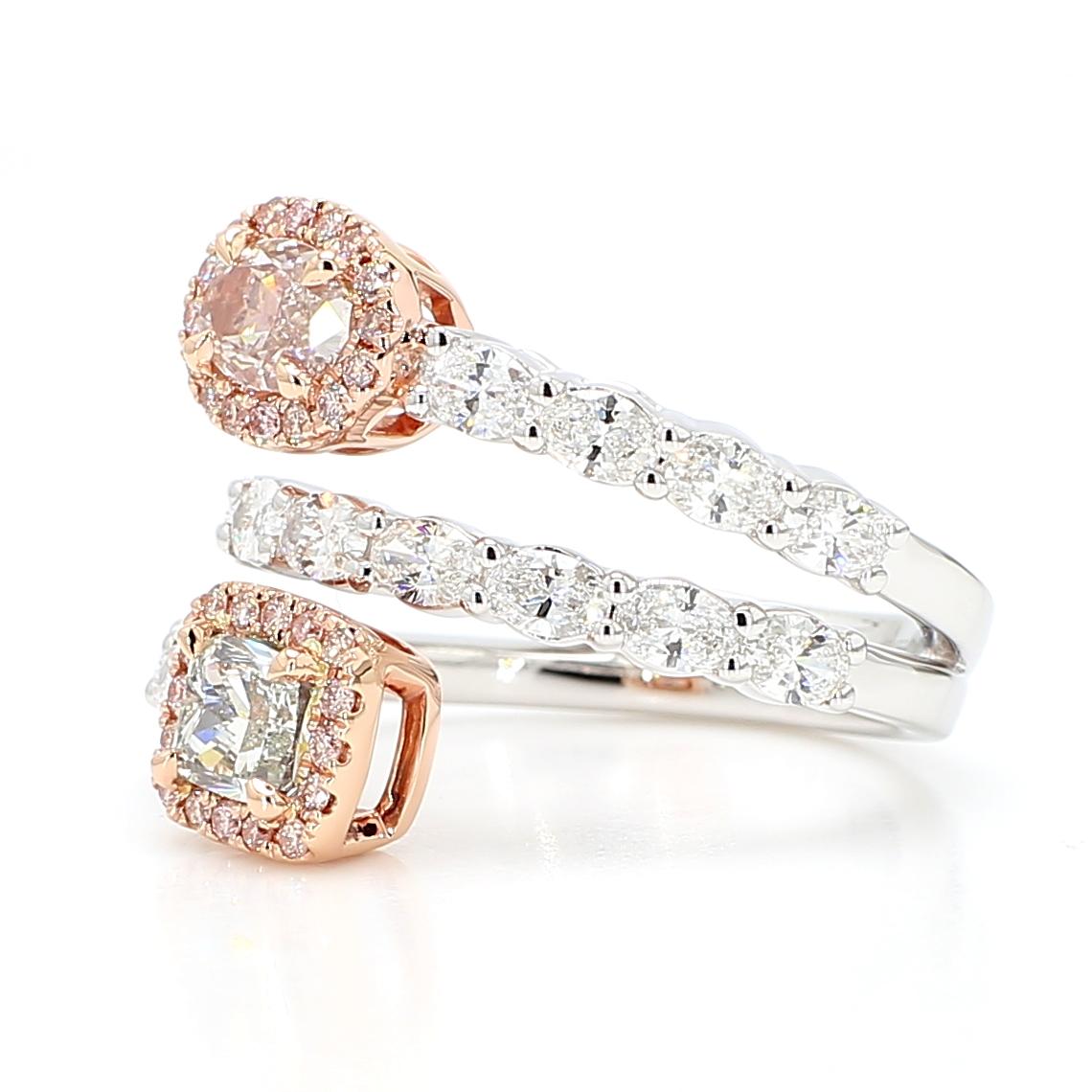 GIA Certified Faint Green Cushion Diamond 2.58 Carat TW Gold Cocktail Ring