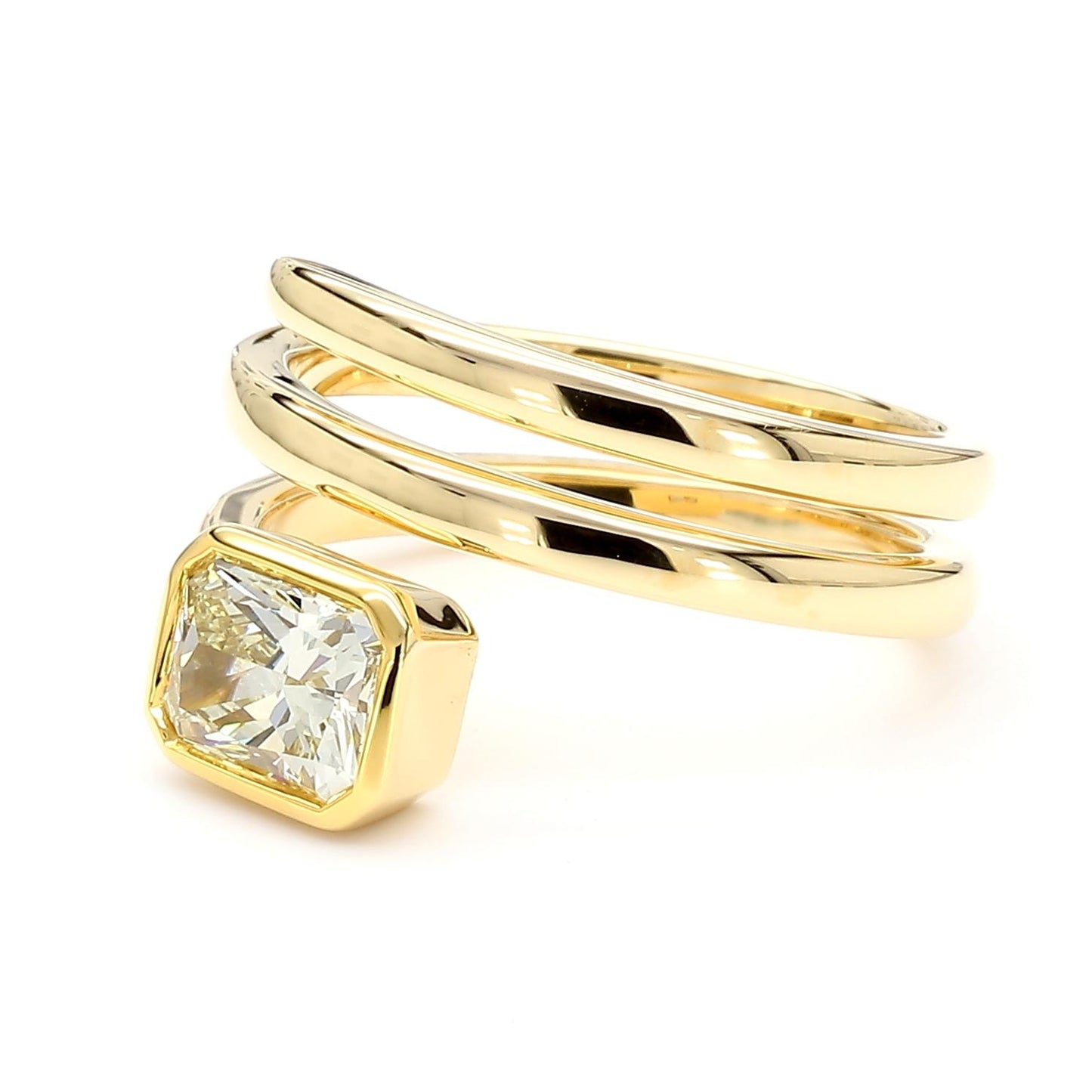 GIA Certified Natural Yellow Radiant Diamond 1.04 Carat TW Gold Cocktail Ring
