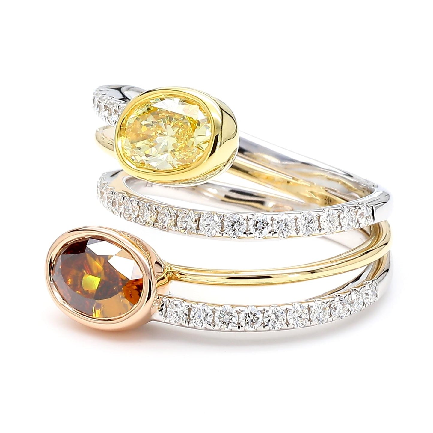 GIA Certified Intense Yellow Oval Diamond 2.50 Carat Tw Gold Cocktail Ring