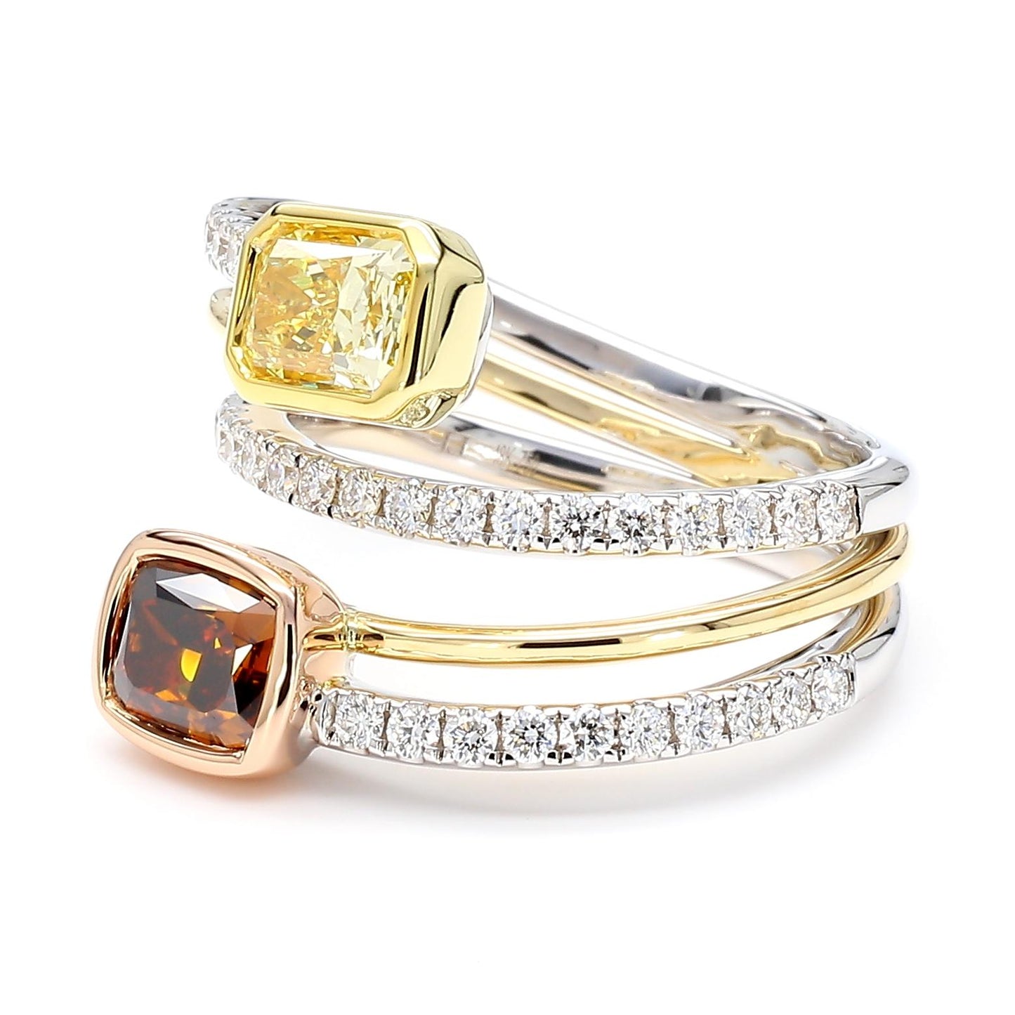 GIA Certified Flawless Intense Yellow Radiant Diamond 2.37 Carat Tw Gold Ring