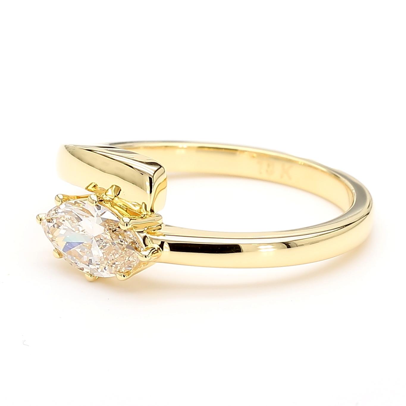 Natural White Marquise Diamond 0.72 Carat TW Yellow Gold Cocktail Ring