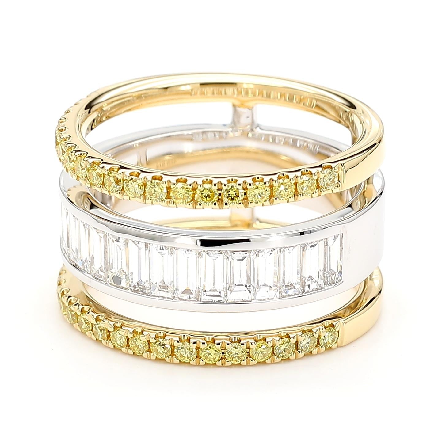 Natural White Baguette Diamond 1.71 Carat TW White Gold Cocktail Ring