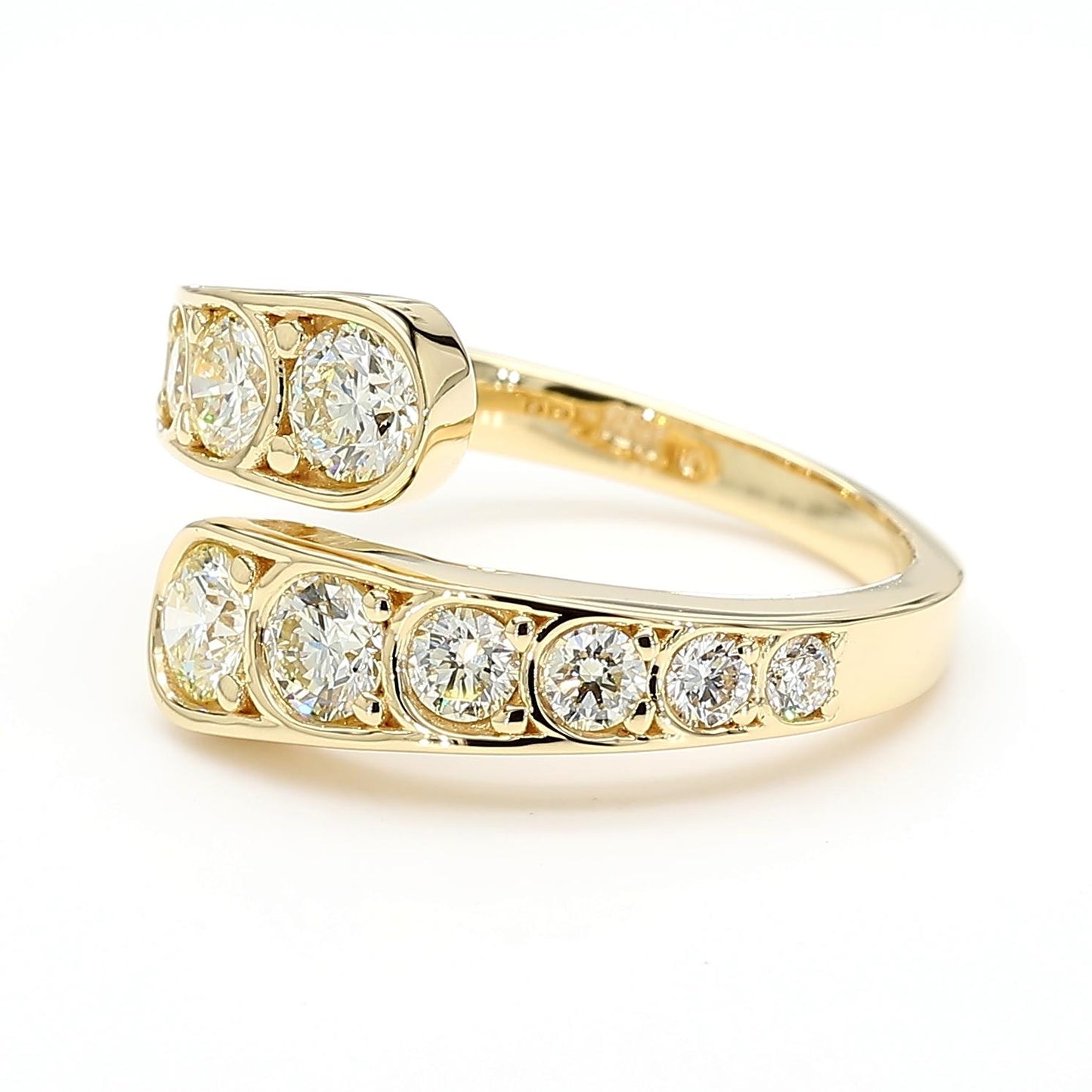 Natural White Round Diamond 1.47 Carat TW Yellow Gold Cocktail Band