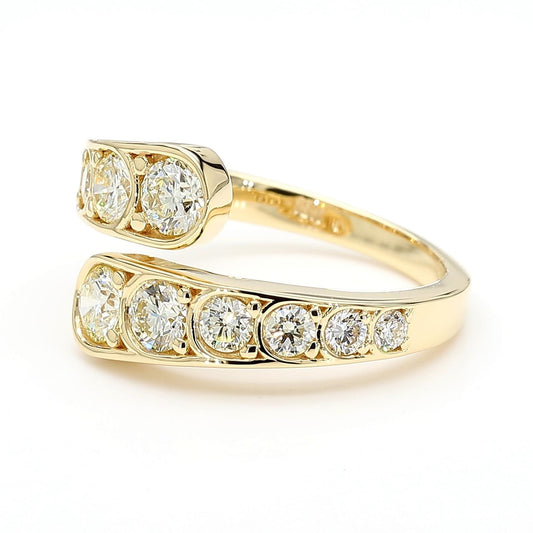 Natural White Round Diamond 1.47 Carat TW Yellow Gold Cocktail Band