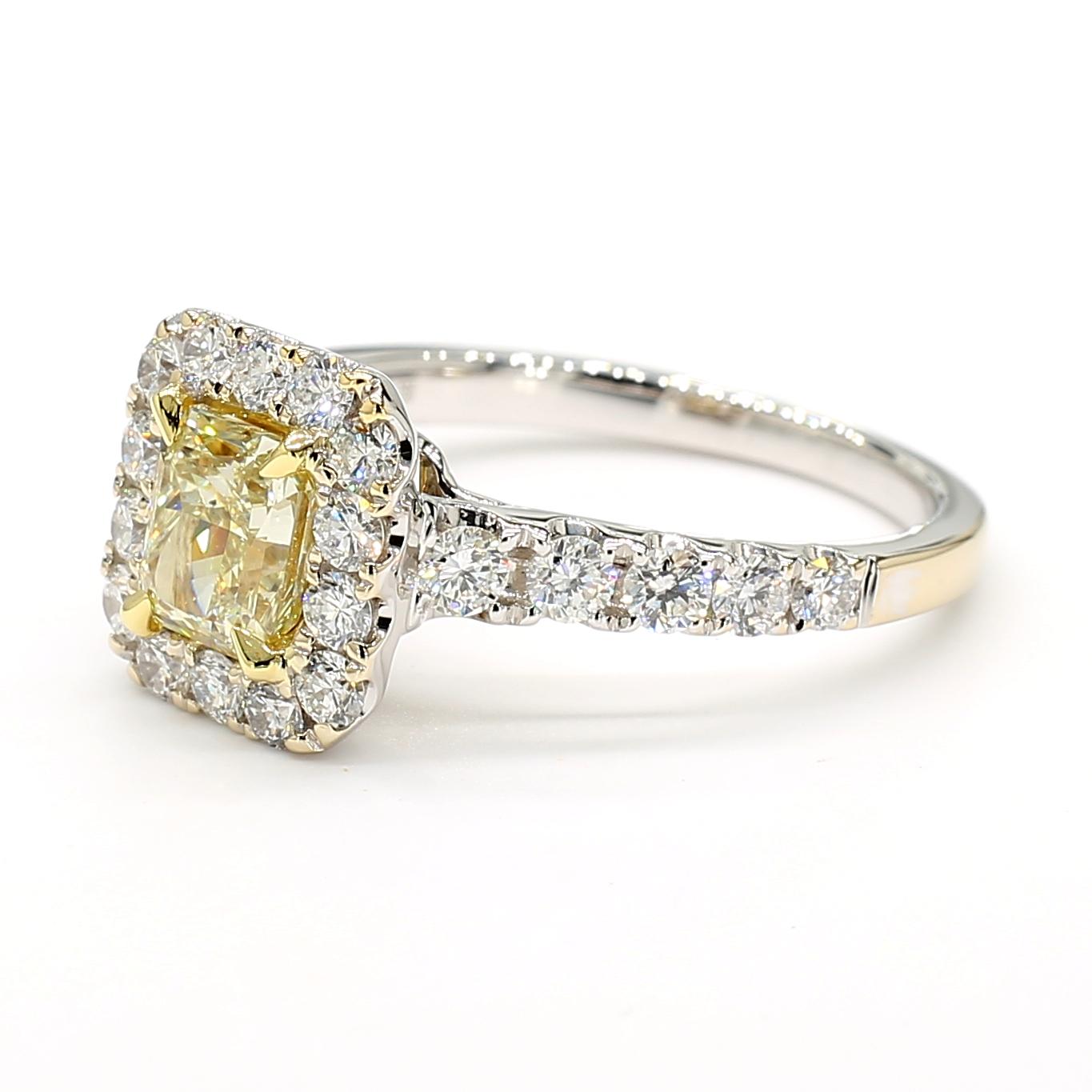 GIA Certified Natural Yellow Radiant Diamond 1.87 Carat TW Gold Cocktail Ring