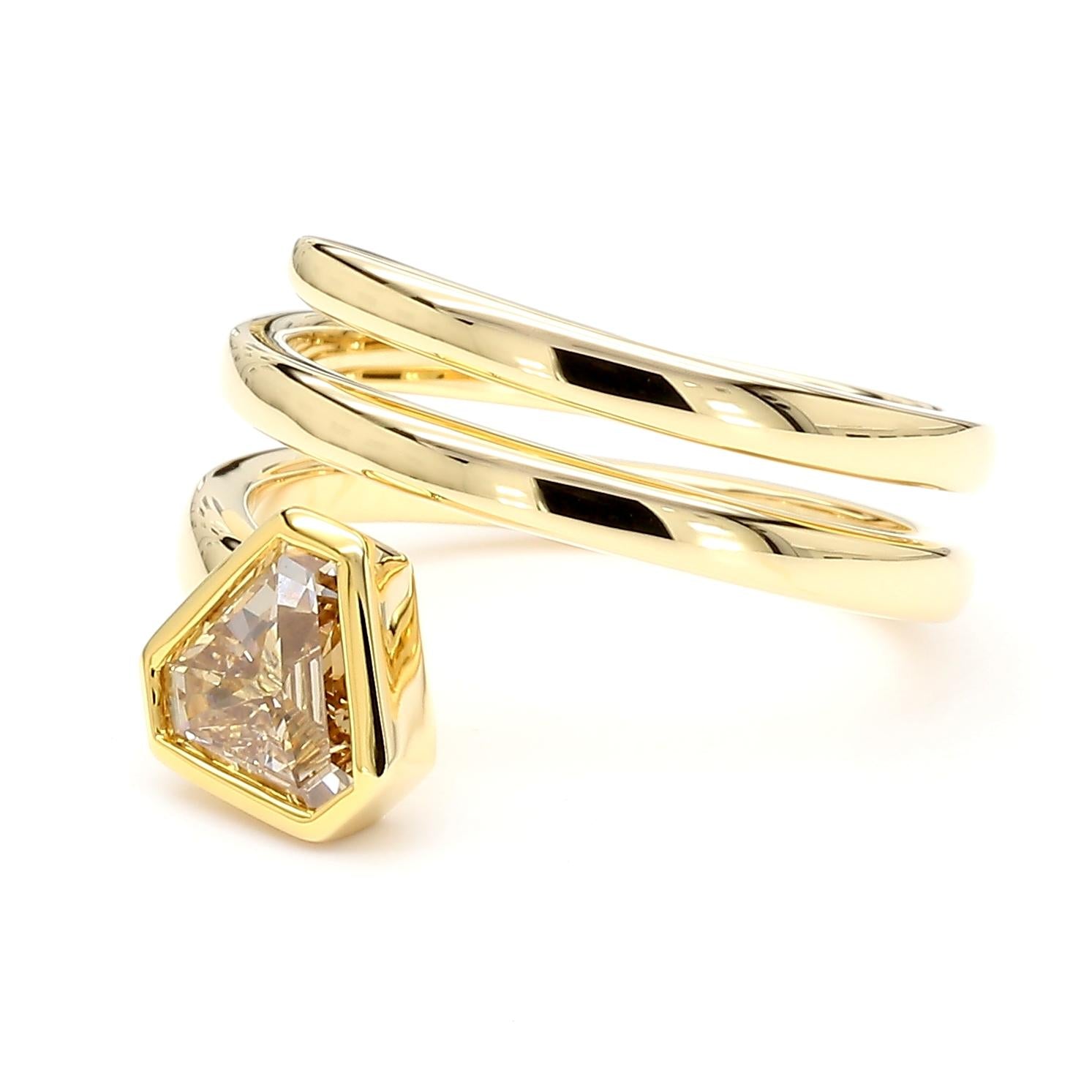 GIA Certified Fancy Brown-Yellow Shield Diamond 0.65 Carat TW Gold Cocktail Ring