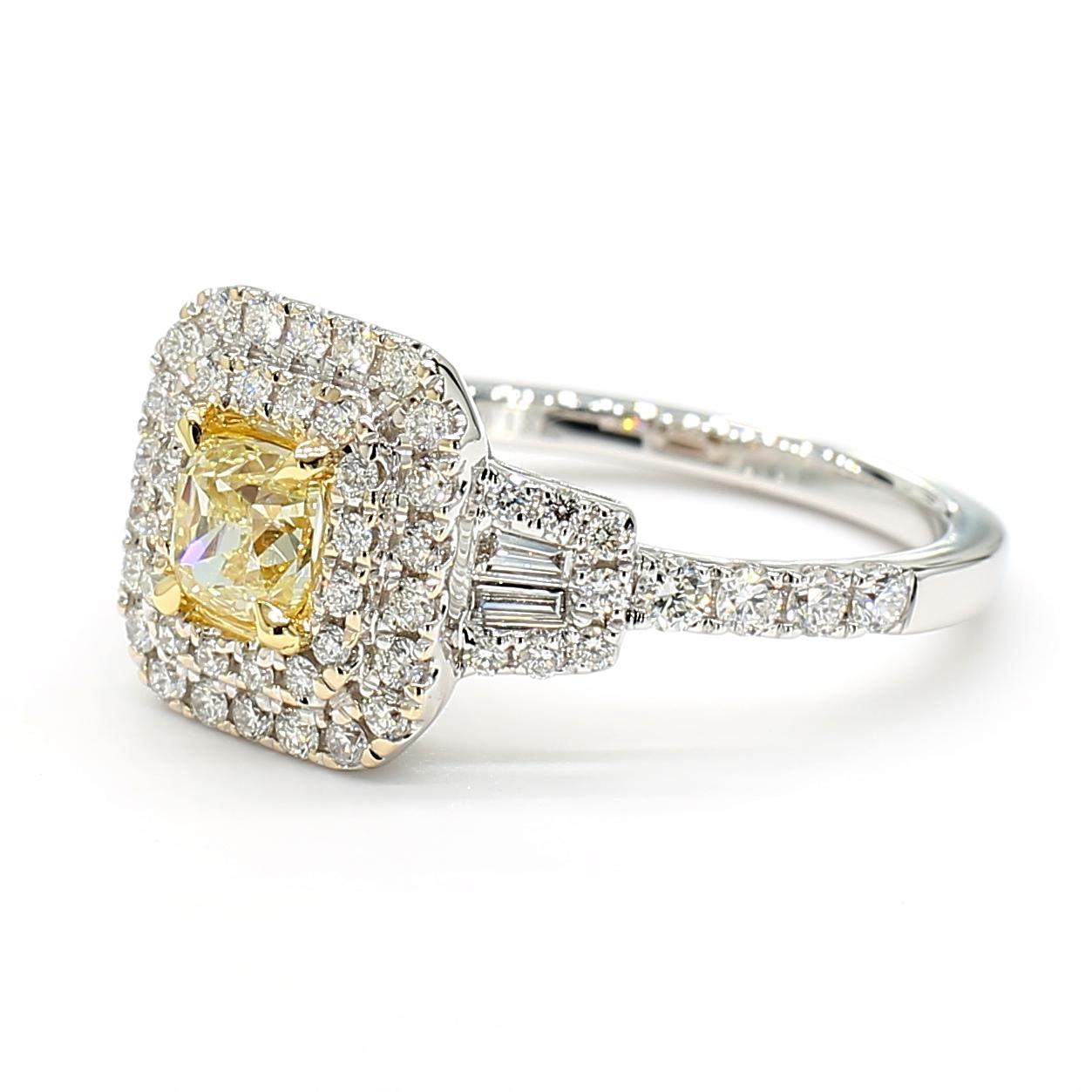 Natural Yellow Cushion Diamond 1.14 Carat TW Gold Cocktail Ring