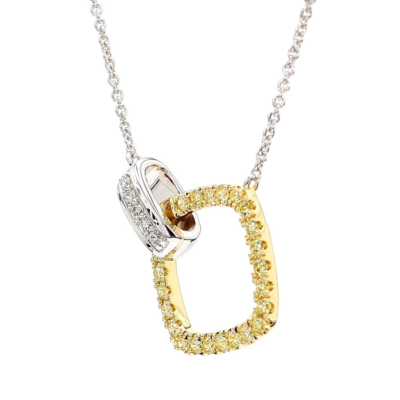 Natural Yellow Round Diamond 0.29 Carat TW Gold Drop Necklace