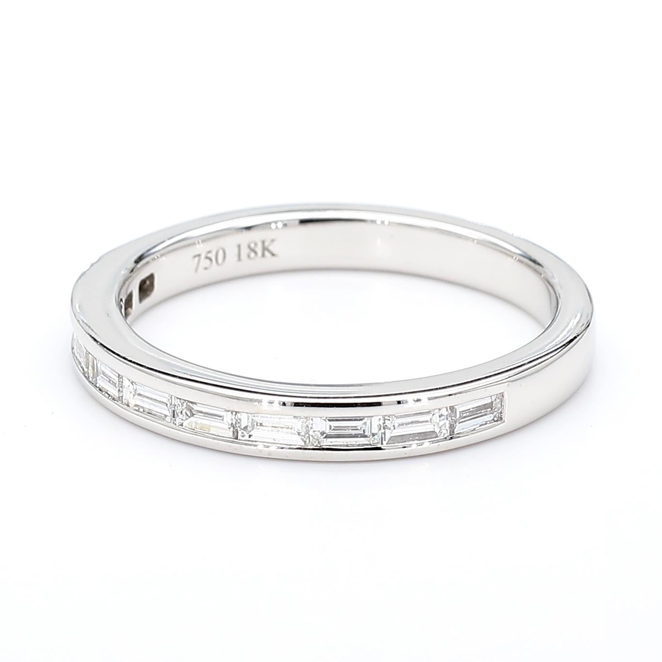 Natural White Baguette Diamond .40 Carat TW White Gold Wedding Band