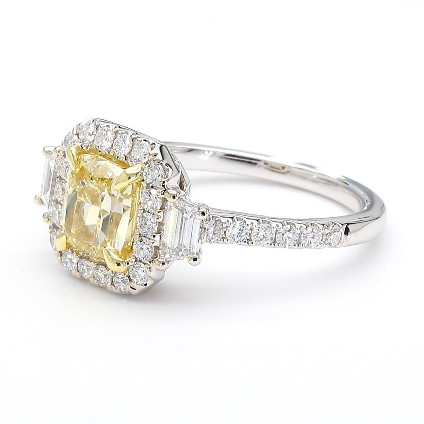 GIA Certified Natural Yellow Cushion Diamond 2.13 Carat TW Gold Cocktail Ring