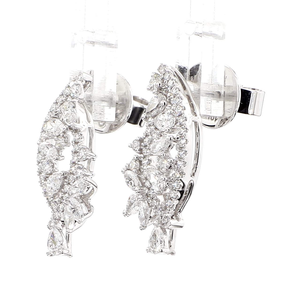 Natural White Marquise Diamond 0.99 Carat TW White Gold Marquise Earrings