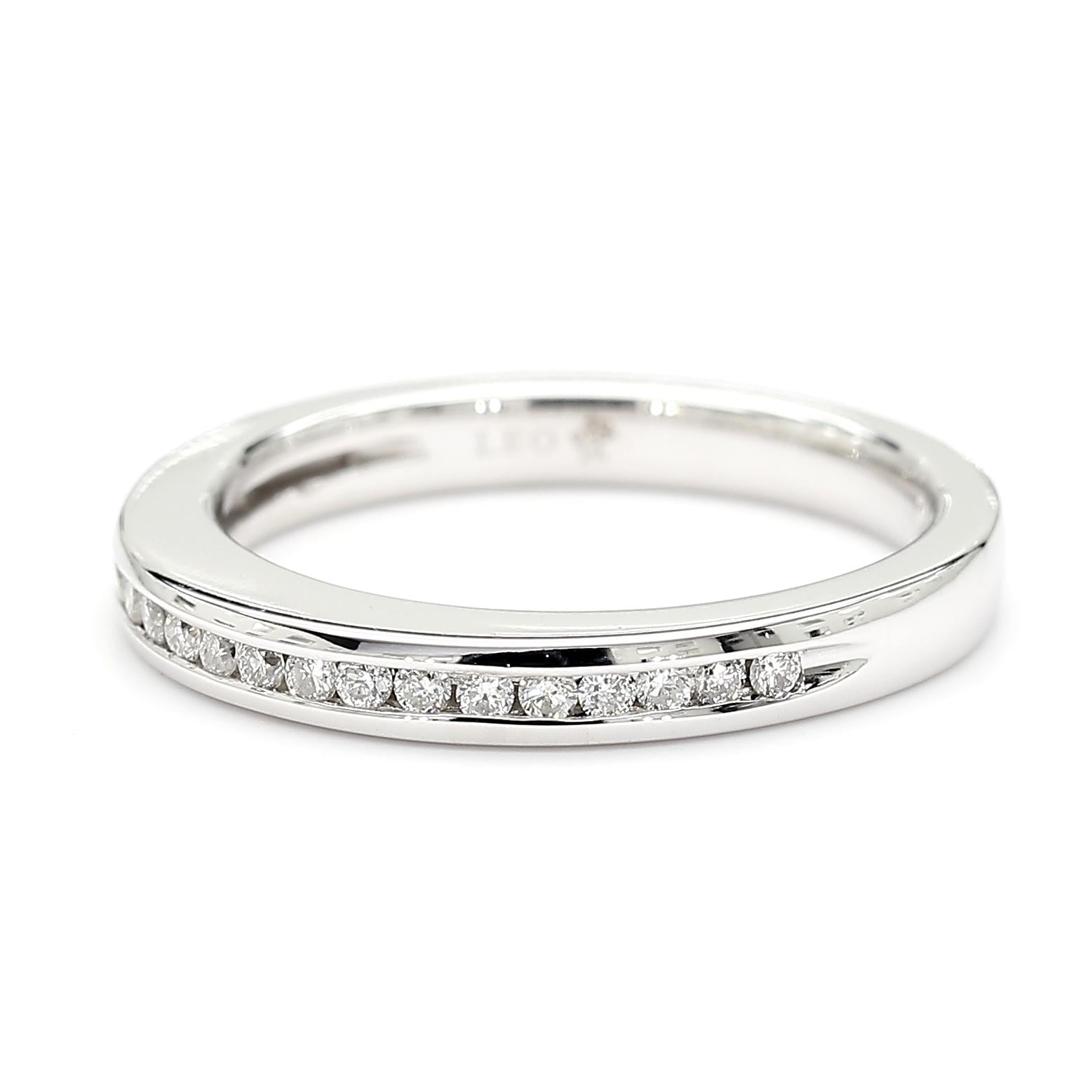 Natural White Round Diamond 0.19 Carat TW White Gold Wedding Band