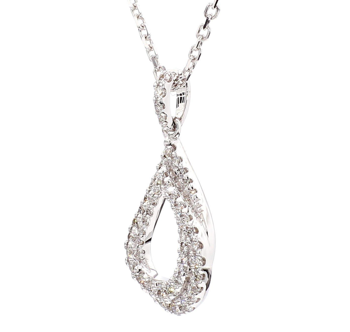 Natural White Round Diamond 0.34 Carat TW White Gold Drop Pendant