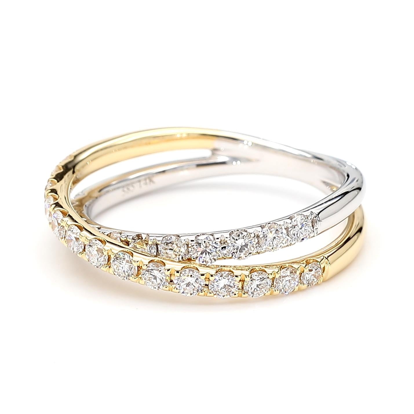 Natural White Round Diamond .71 Carat TW Gold Wedding Band