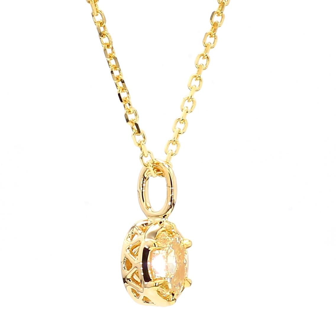 GIA Certified Natural Yellow Oval Diamond 0.80 Carat TW Gold Drop Pendant