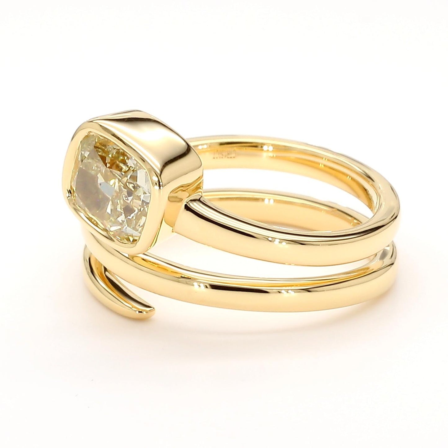 GIA Certified Fancy Light Yellow Cushion Diamond 1.50 Carat TW Cocktail Ring