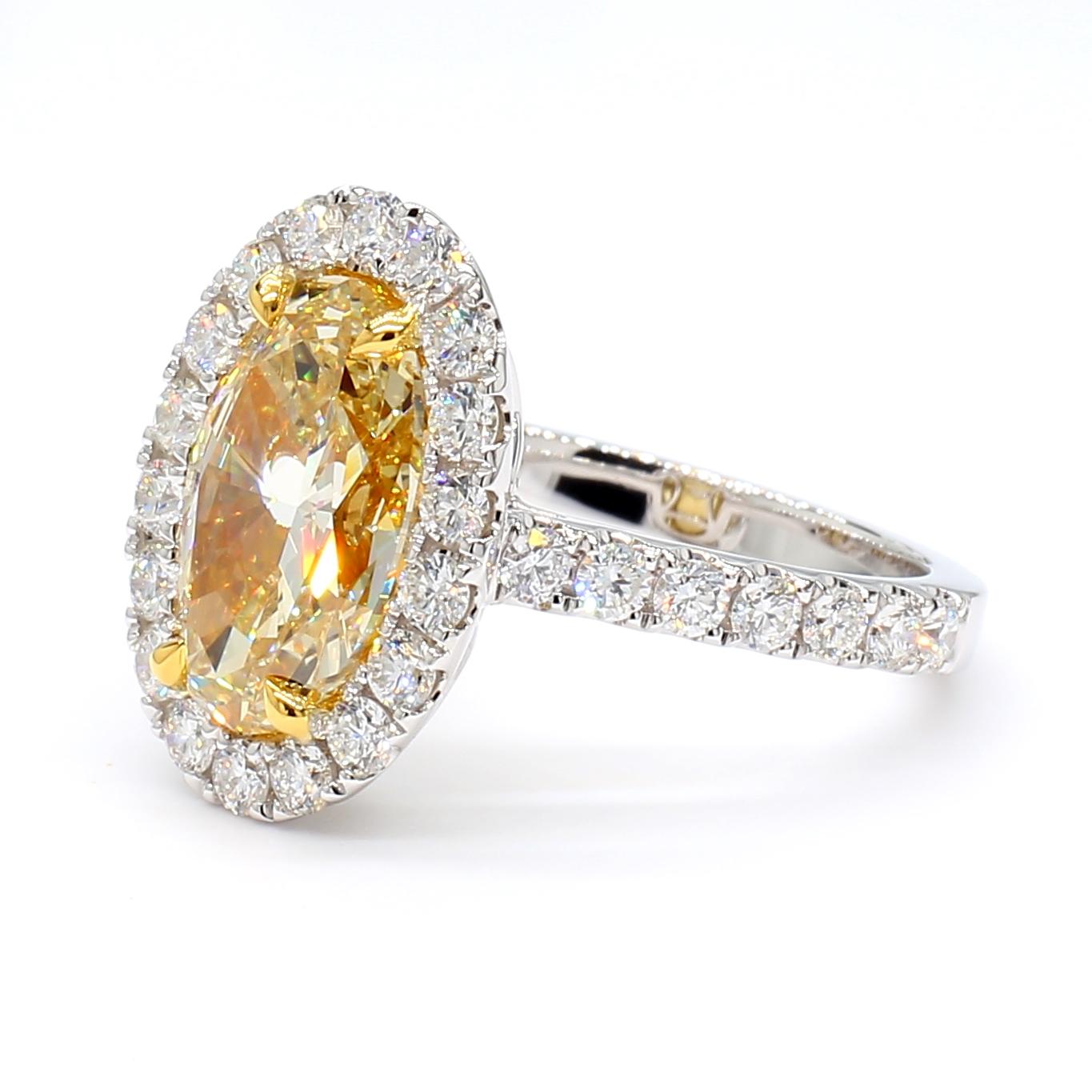 GIA Certified Fancy Brownish Yellow Oval Diamond 4.06 Carat TW Cocktail Ring