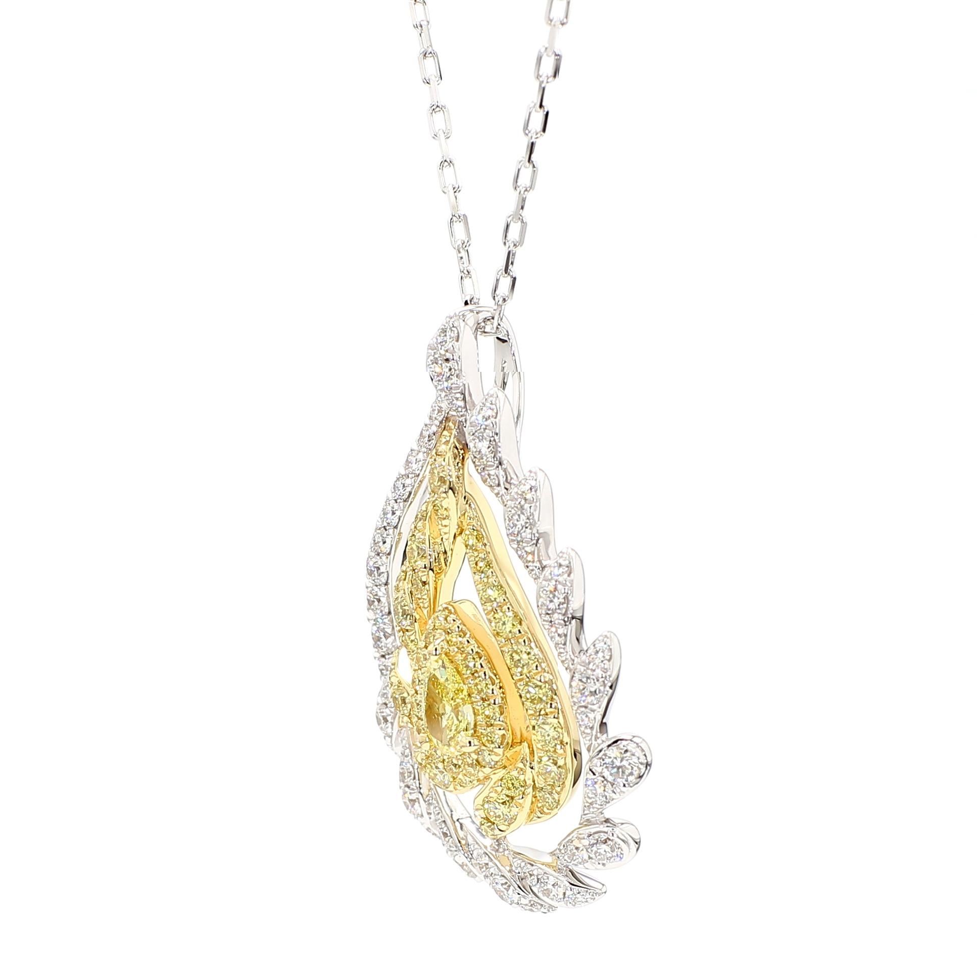 Natural Yellow Pear Diamond 1.28 Carat TW Gold Drop Pendant