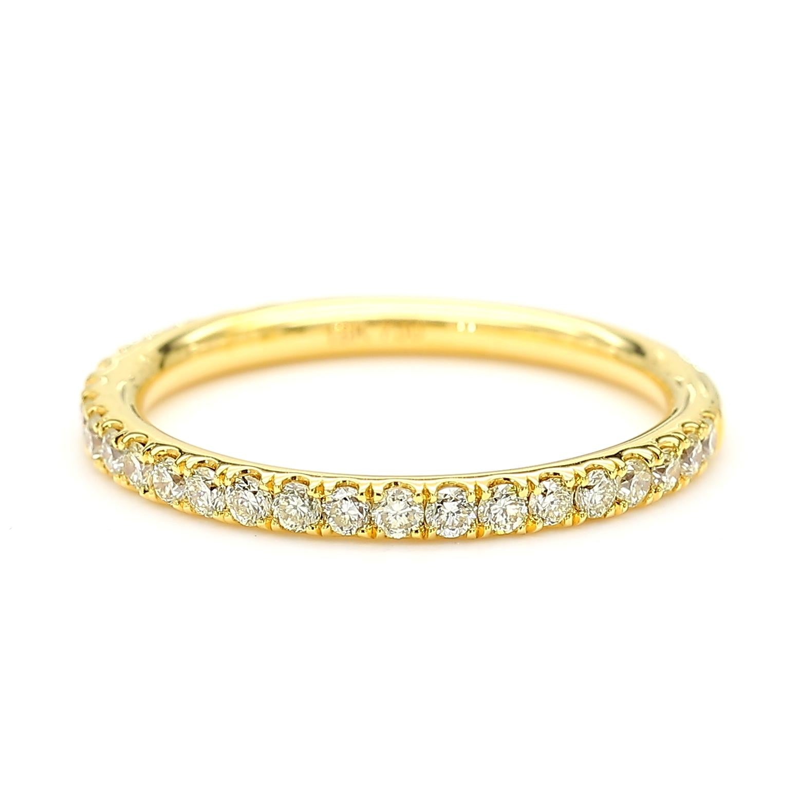 Natural Yellow Round Diamond .42 Carat TW Yellow Gold Wedding Band