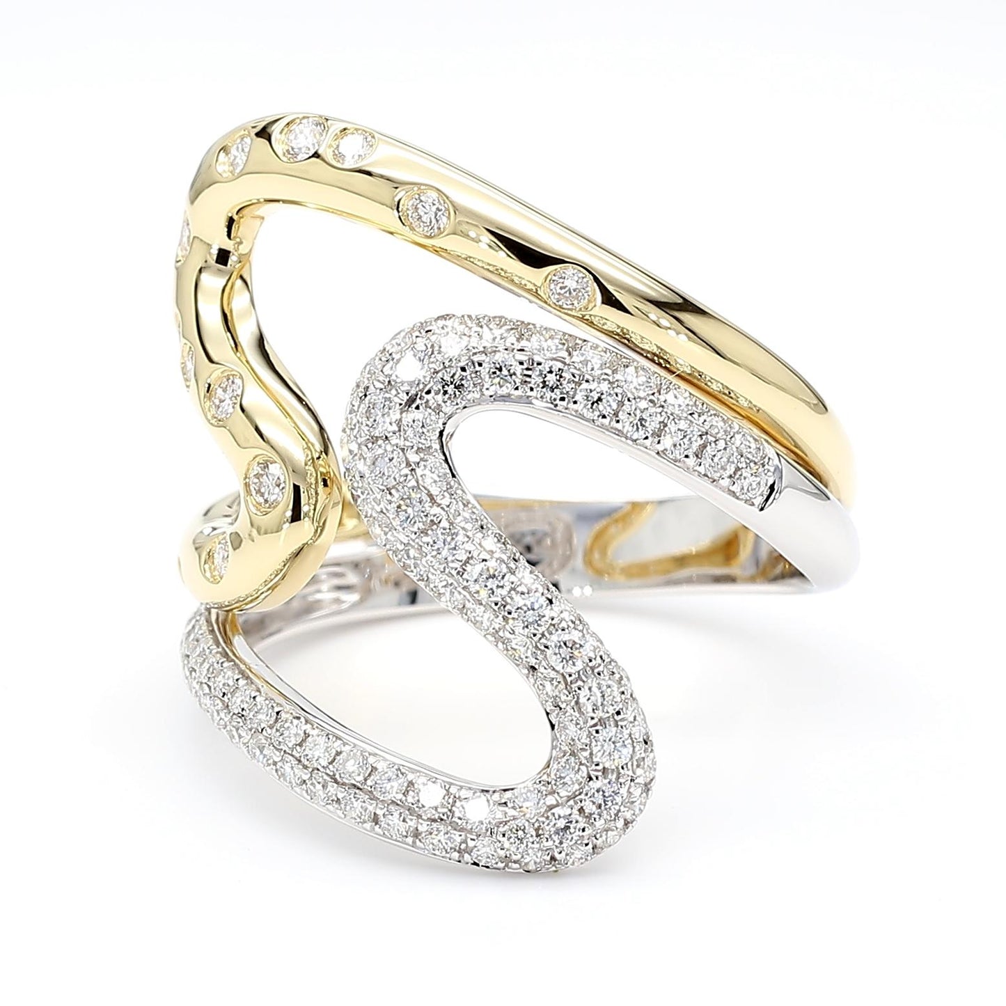 Natural White Round Diamond 0.72 Carat TW Gold Cocktail Ring