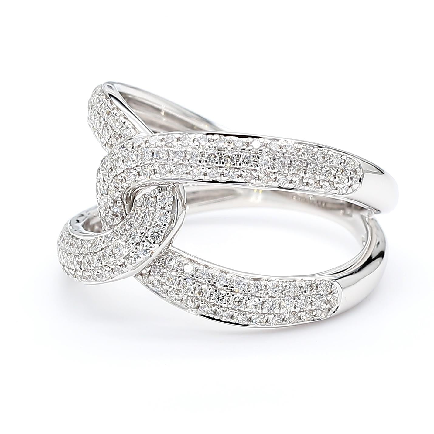 Natural White Round Diamond 0.61 Carat TW White Gold Cocktail Ring