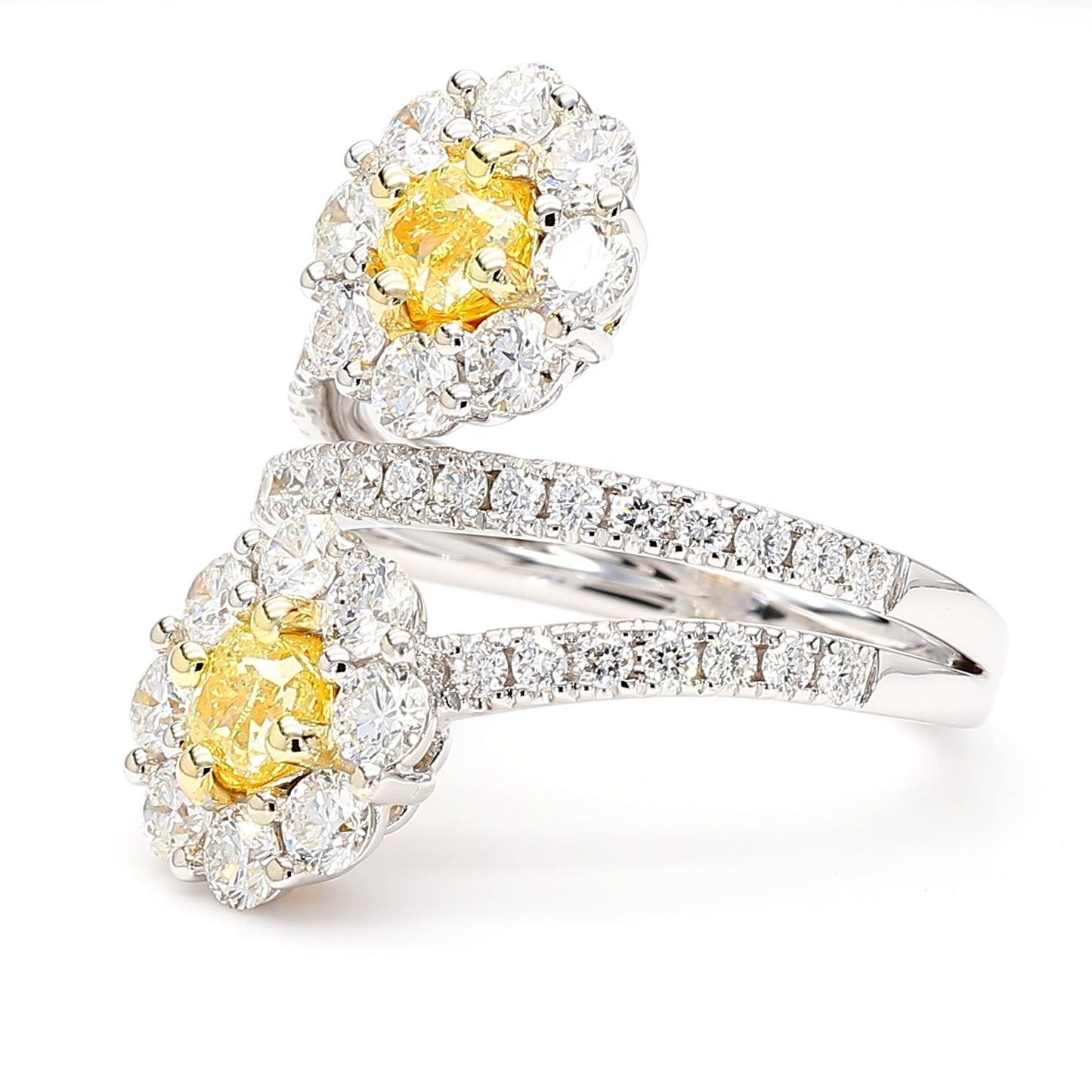 Natural Yellow Cushion Diamond 2.43 Carat TW Gold Cocktail Ring