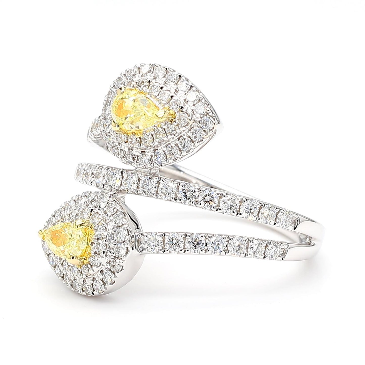 Natural Yellow Pear Diamond 1.21 Carat Tw Gold Cocktail Ring
